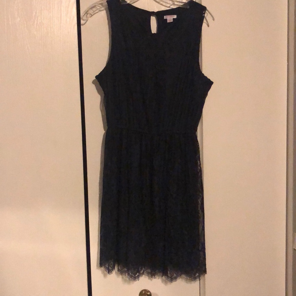 Navy lace mini dress